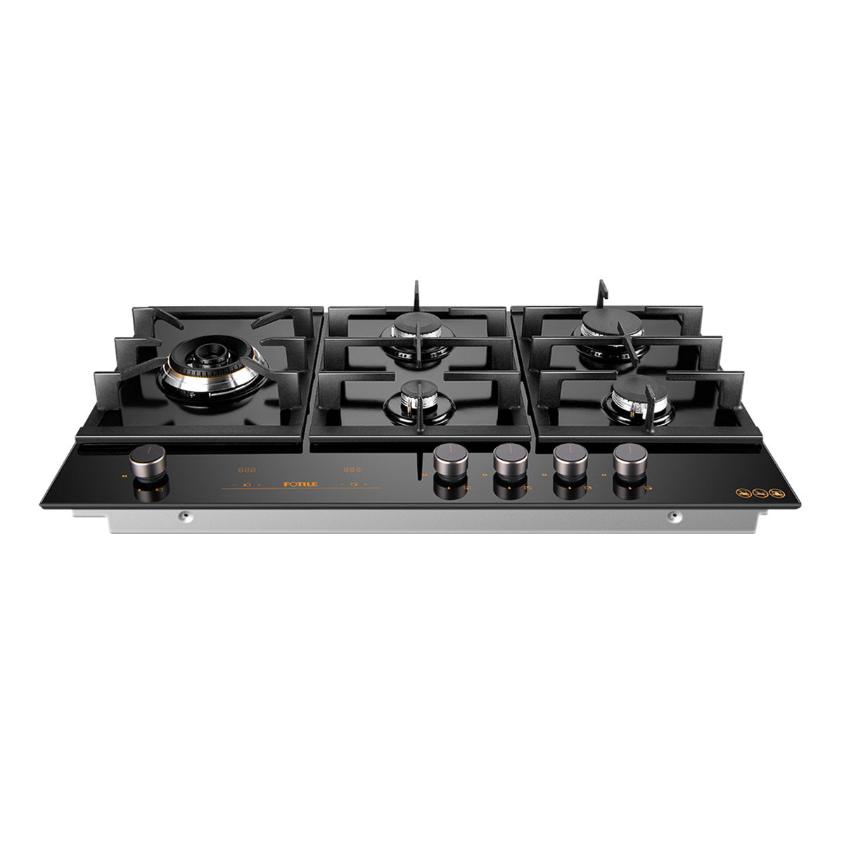 GLG90505 900mm 5 Burner Black Glass Cooktop