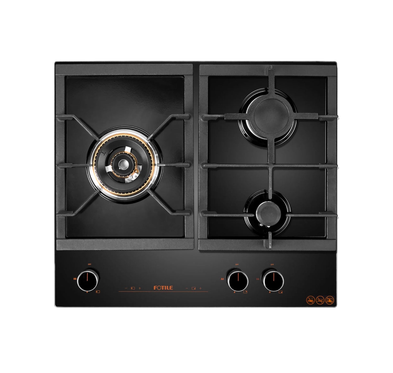 GLG60305 600mm 3 Burner Black Glass Cooktop