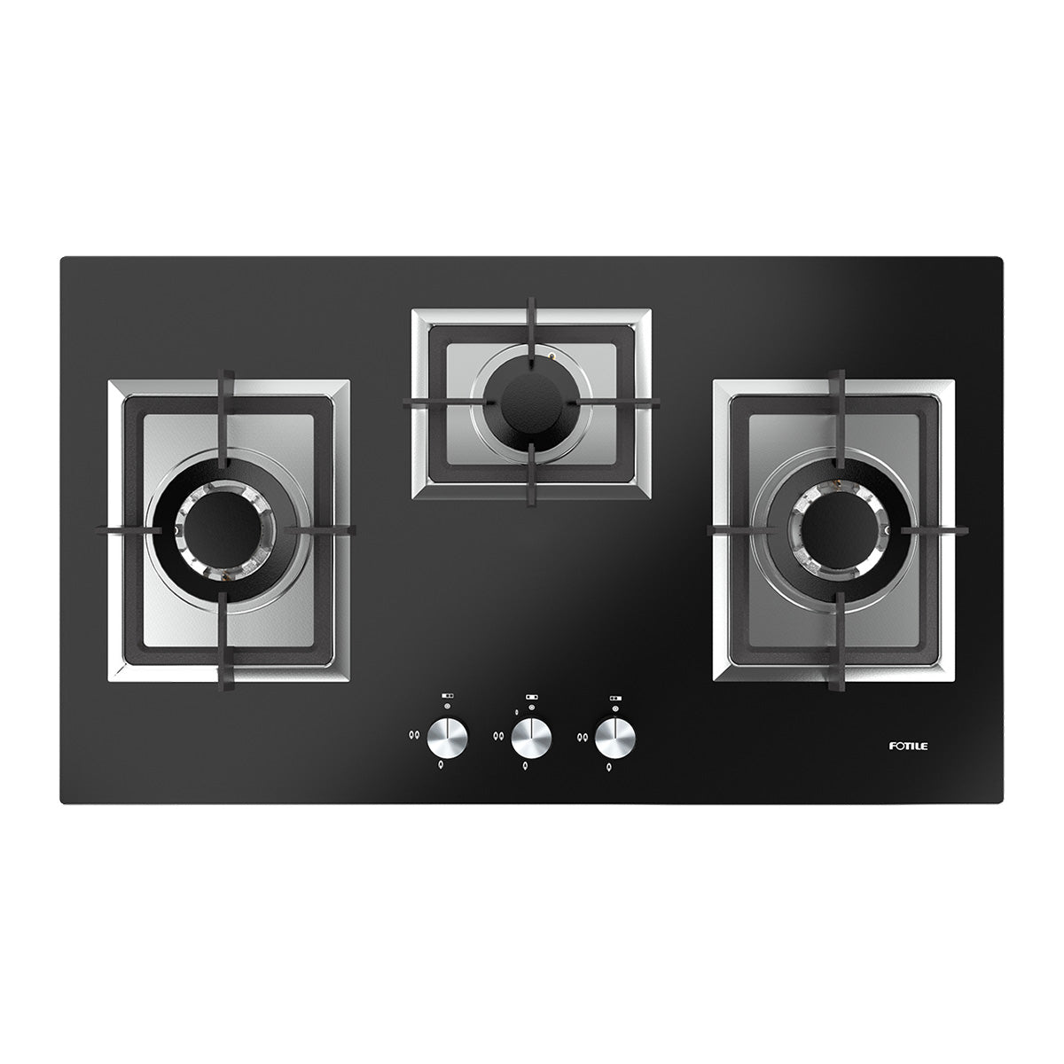 GLG86322S 860mm 3 Burner Black Glass Cooktop