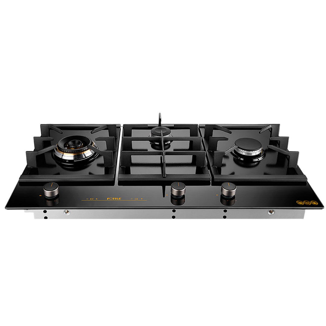 GLG90305 900mm 3 Burner Black Glass Cooktop